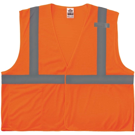Ergodyne 8210HL Mesh Hi-Vis Safety Vest, Mesh Fabric, Polyester Mesh, Orange, Size XS 8210HL